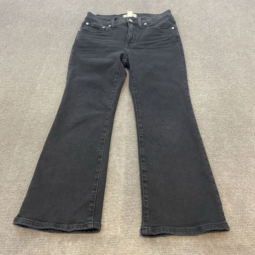 Madewell Jeans Women's 28P Cali Demi Boot Crop Black Wash Stretch Denim